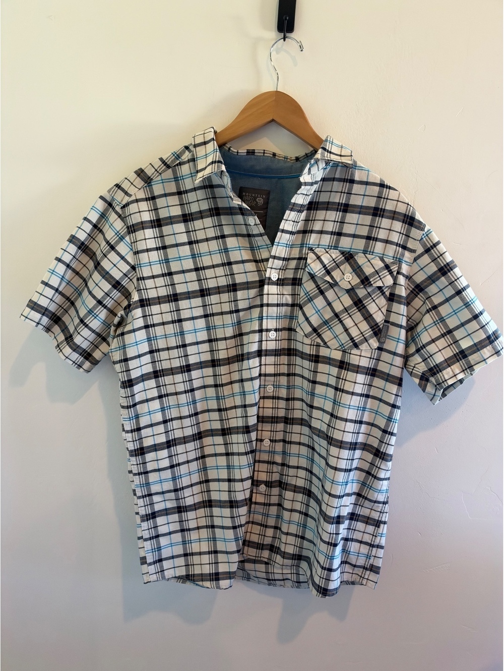 Mountain Hardwear Men’s Plaid Short Sleeve Button Up Shirt Size Medium